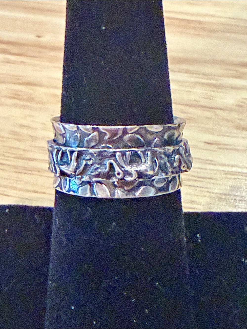 Sterling-Style Textured Silver Spinner Ring Set - Silver
